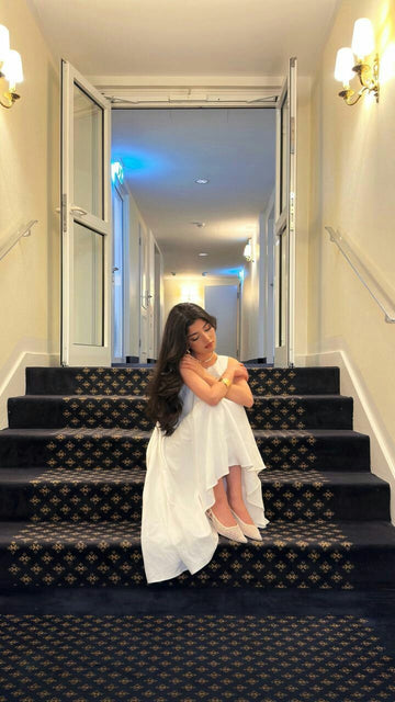 A Line Scoop Neckline White Chiffon Long Prom Dresses Party Dress SD2297